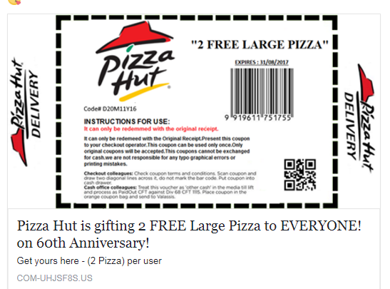 Pizza Hut Is Offering 2 Free Pizzas To Everyone! Here's The Real Truth Behind The Free Coupon! - RVCJ Media