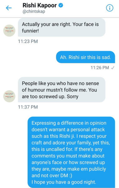 Rishi Kapoor Sent Nasty Messages To Ex RJ & Called Her Ugly. Got Badly Trolled - RVCJ Media