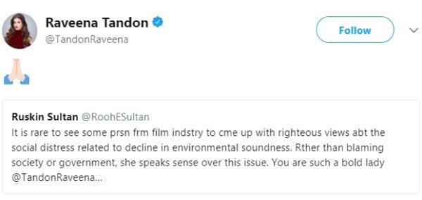 Raveena Tandon Tweeted On Mumbai Smog & Haters Tried To Troll Her. She Gave Them Kickass Reply - RVCJ Media