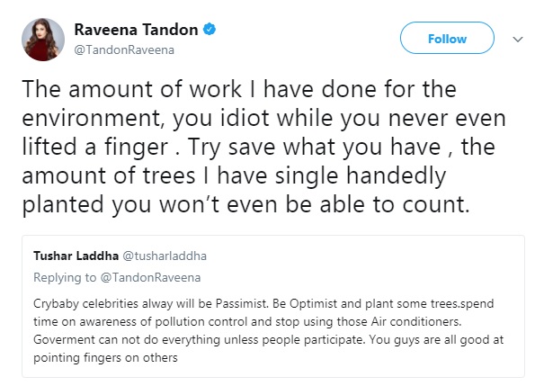 Raveena Tandon Tweeted On Mumbai Smog & Haters Tried To Troll Her. She Gave Them Kickass Reply - RVCJ Media