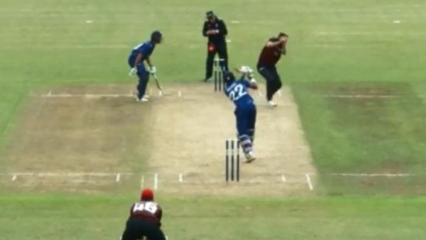 Ball Goes For A Six After It Hits Bowler's Head. Most Bizarre Six In Cricket - RVCJ Media