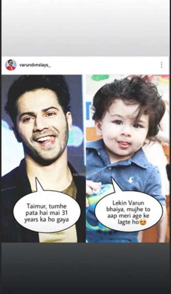 Varun Dhawan Compared Himself To Taimur In This Funny Meme. We Loved It - RVCJ Media