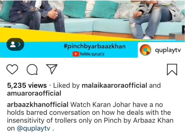 'Pinch With Arbaaz Khan': Here's How Malaika Arora Reacted On Her Ex Husband's New YouTube Show. - RVCJ Media