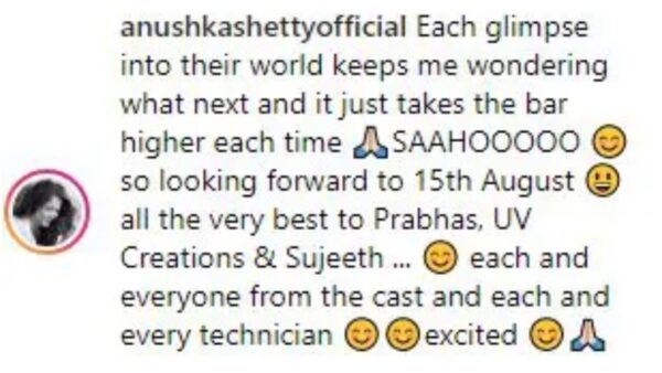 Here's What Anushka Shetty Has To Say About Prabhas' 'Saaho' look - RVCJ Media