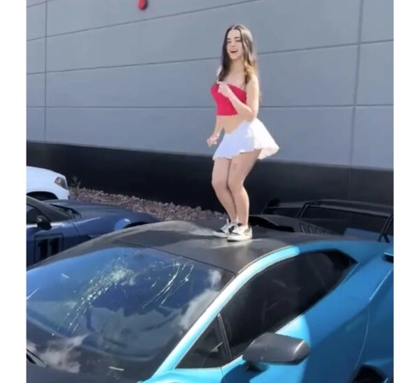 Girl Damages Lamborghini’s Windshield While Dancing On Its Roof, Video Goes Viral - RVCJ Media